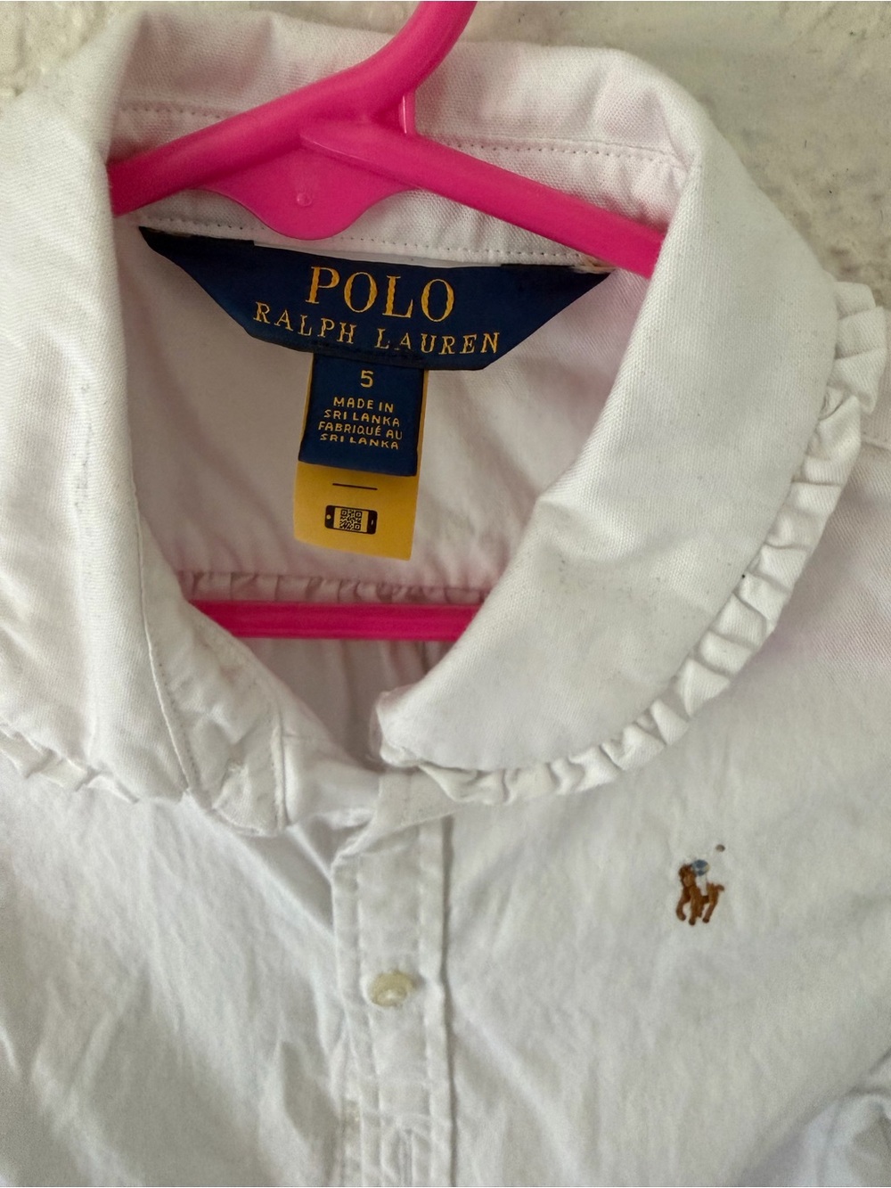 Polo by Ralph Lauren White Ruffle Collar Button-Down Shirt